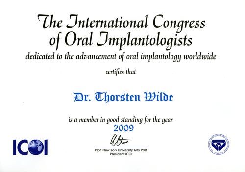 ICOI Zertifikat Thorsten Wilde