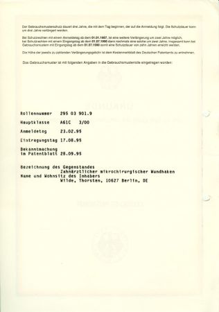 "Zahnärztlicher mikrochirurgischer Wundhaken"
