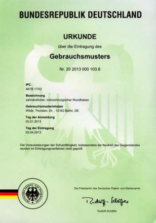 Zahnärztlicher mikrochirurgischer Wundhaken

