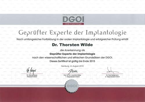 DGOI-Zertifikat Thorsten Wilde